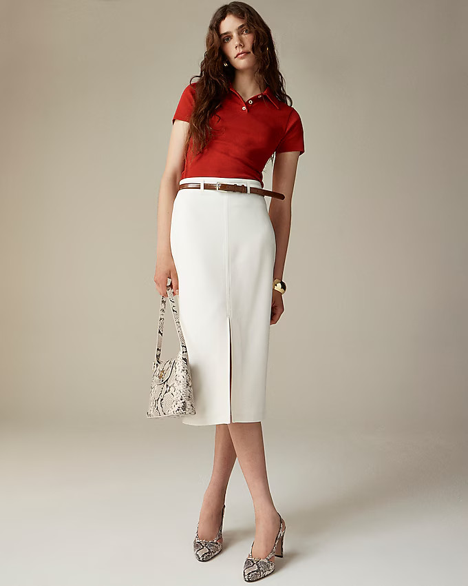 Pencil midi skirt in four-season stretch | J. Crew US