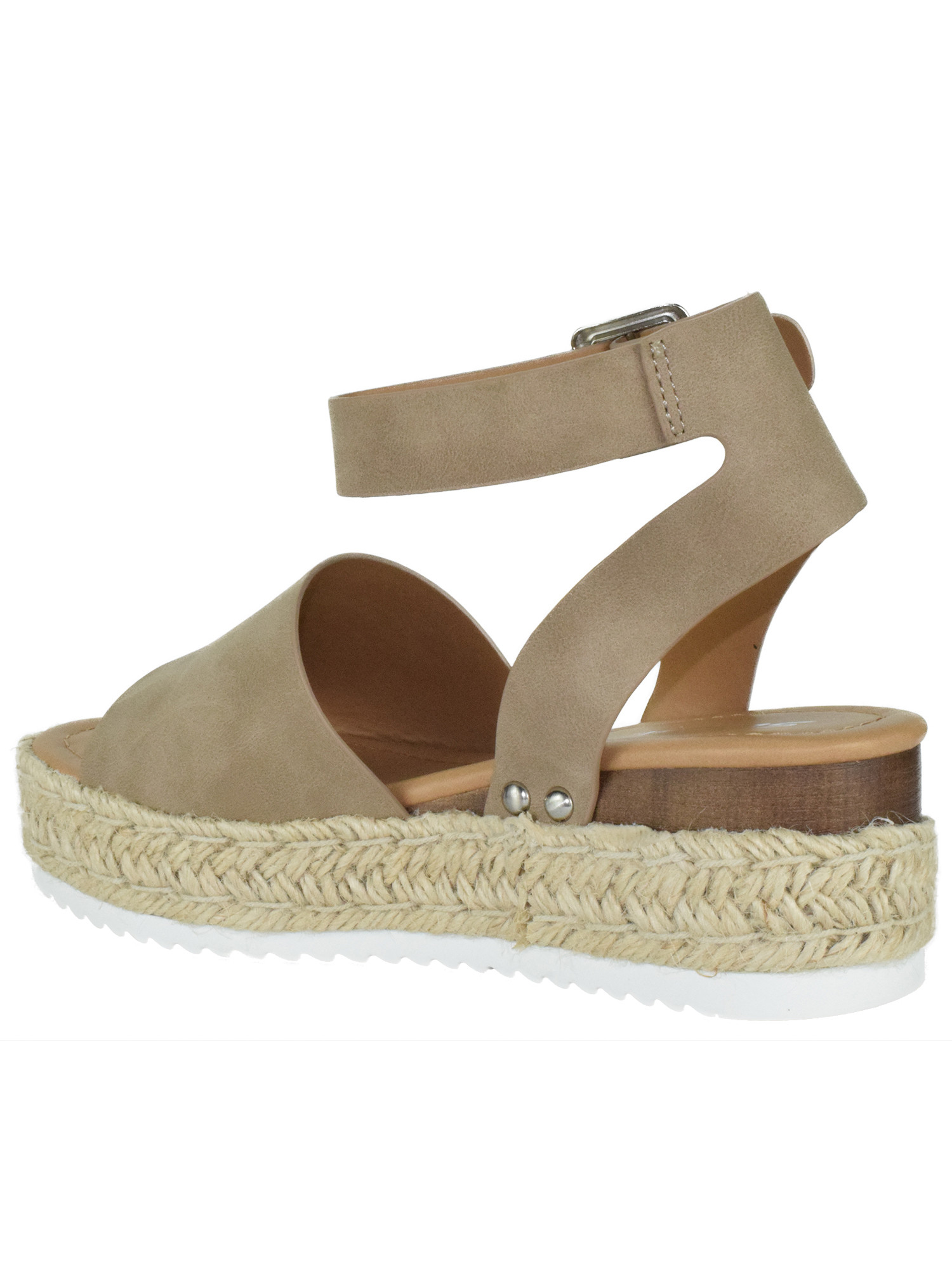 Soda Women Wedge Sandals Open Toe Ankle Strap Flatform Espadrilles Trim Platform TOPIC-S Beige Na... | Walmart (US)