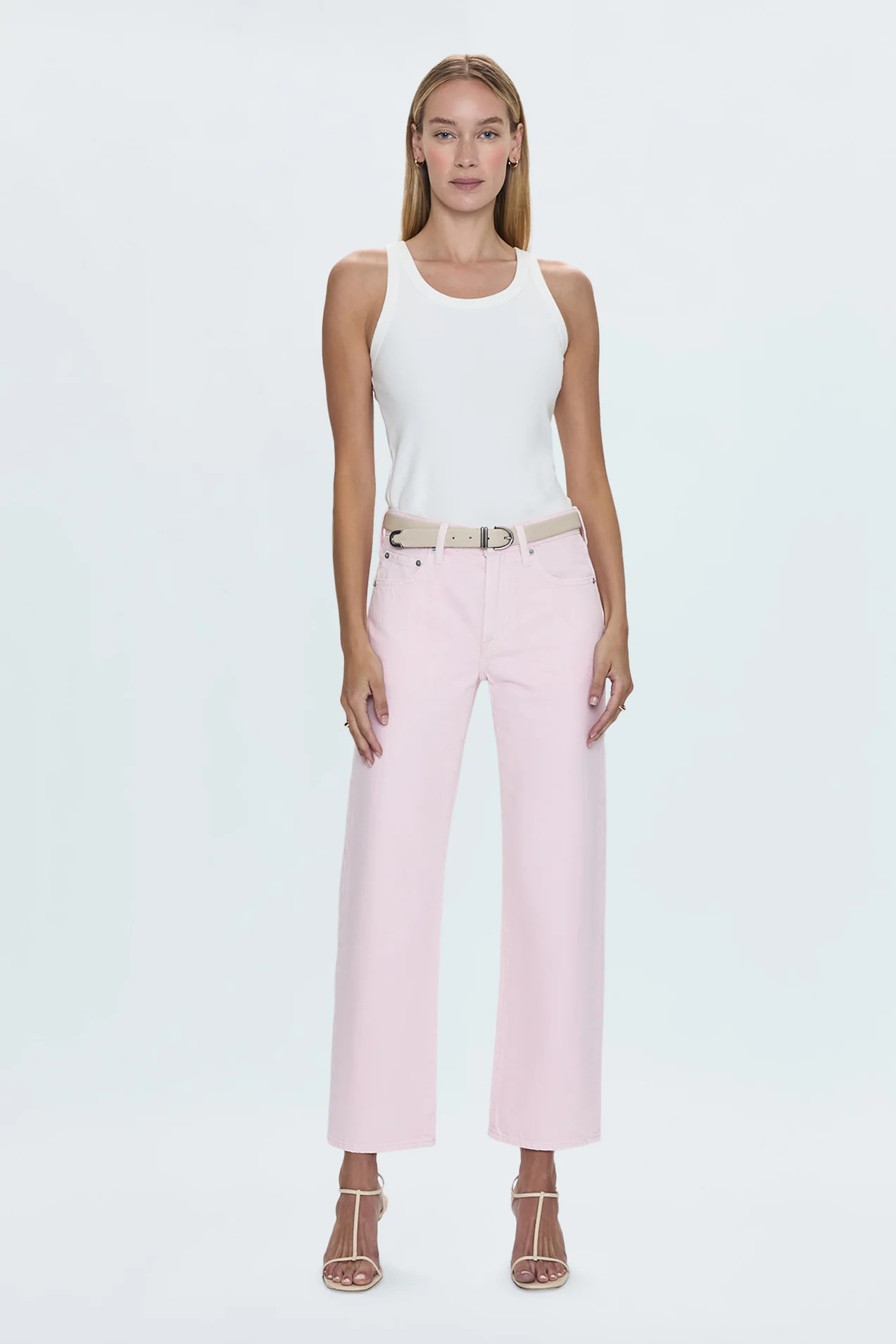 Lexi Mid Rise Bowed Straight Jean - Blush | Pistola Denim