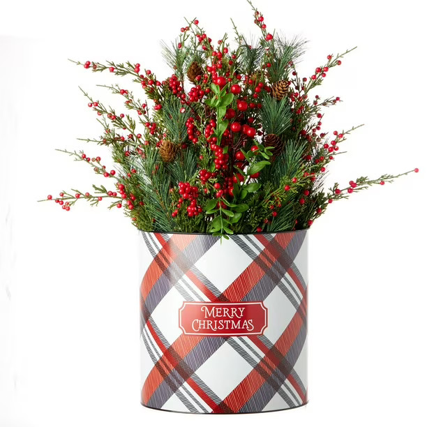 Holiday Time Merry Christmas Greenery Bucket, 16" x 16" x 22" | Walmart (CA)