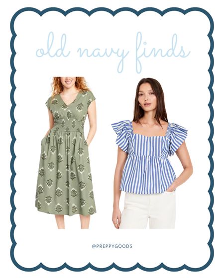 Two pretty finds from Old Navy lately ♥️ 

Striped Top | Block Print Dress | Striped Shirt | MIDI Dress | Date Night Outfit

#LTKStyleTip #LTKFindsUnder50 #LTKFindsUnder100