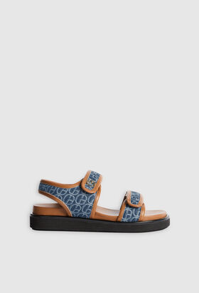 Blue denim CP monogram sandals | Claudie Pierlot (FR, DE, ES, UK)