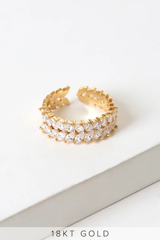 Crystal 18KT Gold Rhinestone Ring | Lulus (US)