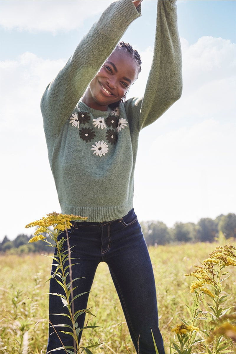 Jana Flower Embroidered Sweater | Francesca's