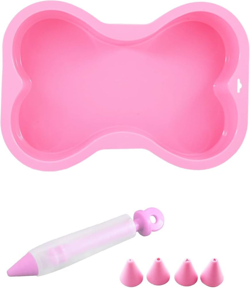 Dog Bone Cake Pan Silicone Bone Shape Cake Mold with Decorating Pen (Pink, 7") | Amazon (US)