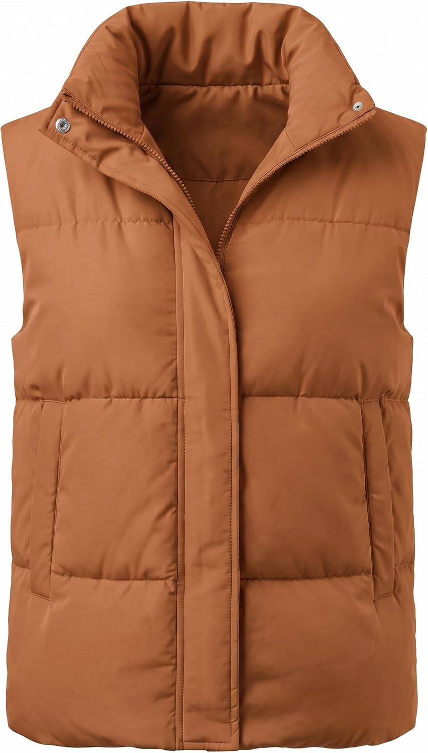 Zeagoo Women Puffer Vest Lightweight Stand Collar Sleeveless Winter Warm Zip Up Padded Outerwear Jackets with Pockets S-XXL | Amazon (US)