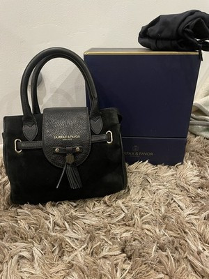 Fairfax and Favor Black Suede Mini Windsor Bag | eBay UK