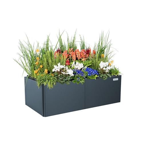 Vego garden Raised Garden Bed, 17" Tall 27" x 53" Heavy Long and Large Metal Planter Box for Trees Plants Flowers Double-Walled Modern Steel Planters for Commercial Residential, Patio, Midnight Blue | Amazon (US)