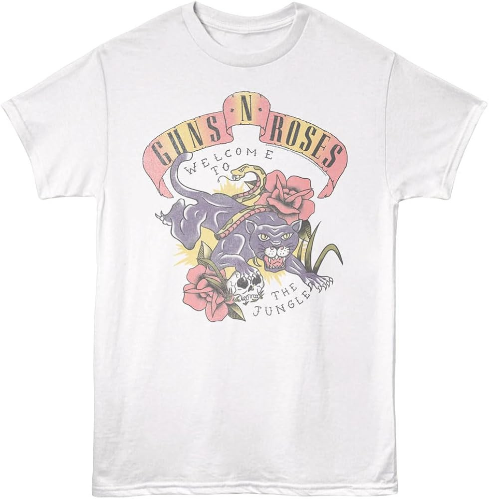 2Bhip Guns N' Roses Welcome to the Jungle Vintage Style T Shirt White | Amazon (US)