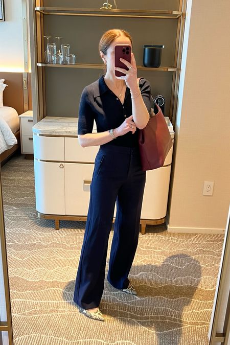 Work outfit inspo
Work conference outfit idea
Navy knit polo top banana republic old
Navy wide leg trousers Sezane
Python snake print heels Aeyde
Burgundy tote bag


#LTKstyletip #LTKworkwear #LTKshoecrush