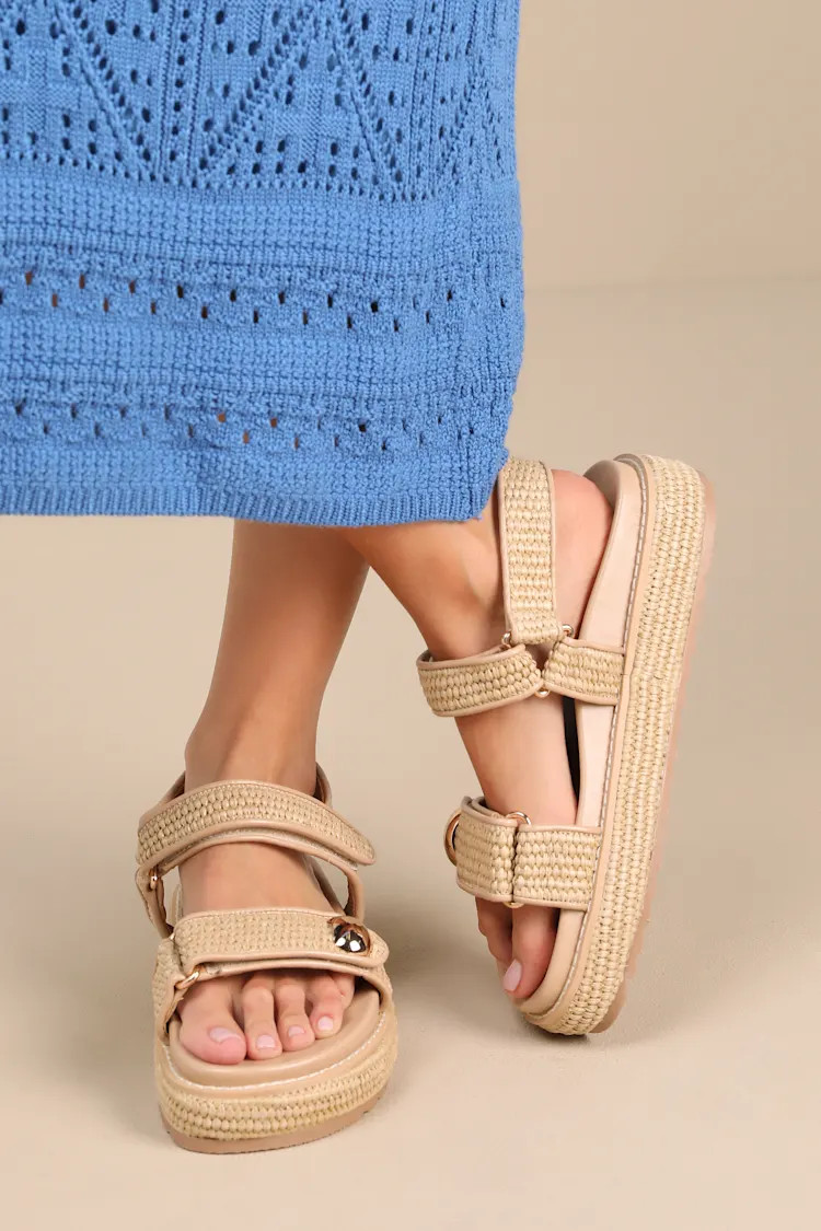 Porter Natural Raffia Flatform Sandals | Lulus