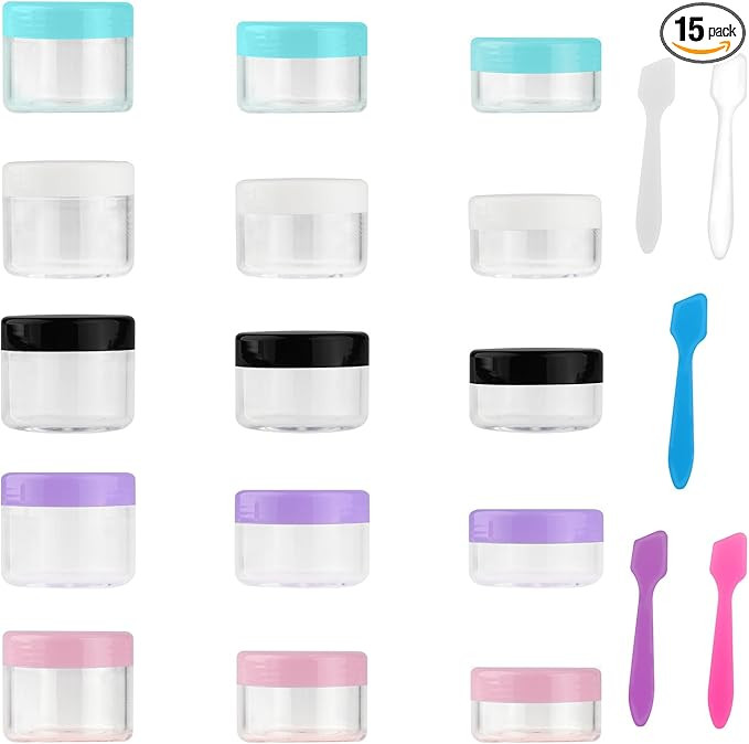 Accmor 15 Pieces Empty Clear Plastic Sample Containers with Lids 10/15/ 20 Gram Size Cosmetic Pot... | Amazon (US)