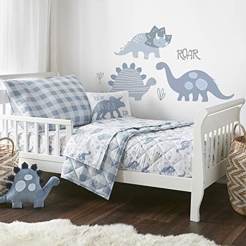 Levtex Baby - Dino Toddler Bed Set - Shades of Blue and Grey - Dinosaur - 5 Piece Set Includes Re... | Amazon (US)