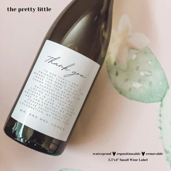 Wedding Day Thank You Wine Label  Table Wine Label  Parent - Etsy | Etsy (US)