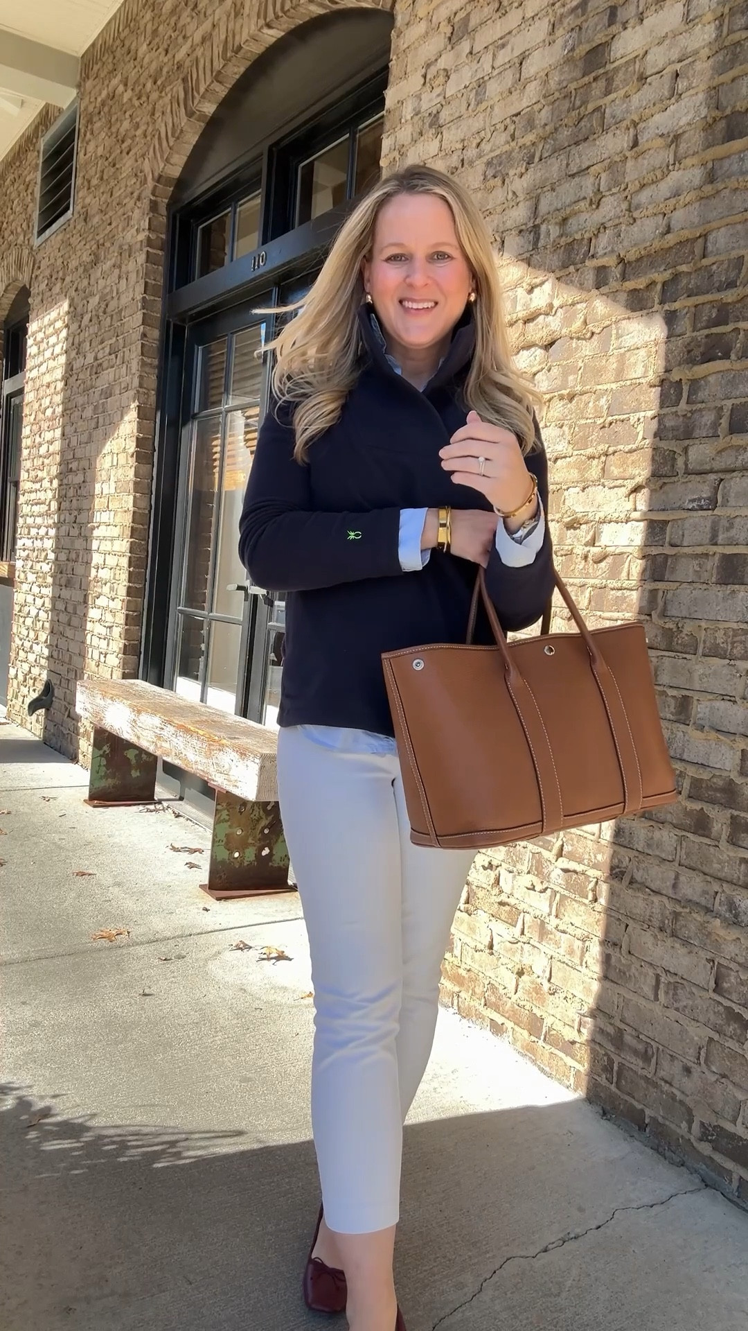 Workwear outfit of the day! I love a layered look and a button down under a sweater is very classic! 

Wearing size medium in the fleece sweater and x-small in the button down. 

Winter outfit for work, winter outfit, preppy outfits, classic style, classic style, winter sweaters, work outfits, work wear, workwear

#LTKOver40 #LTKWorkwear #LTKWatchNow