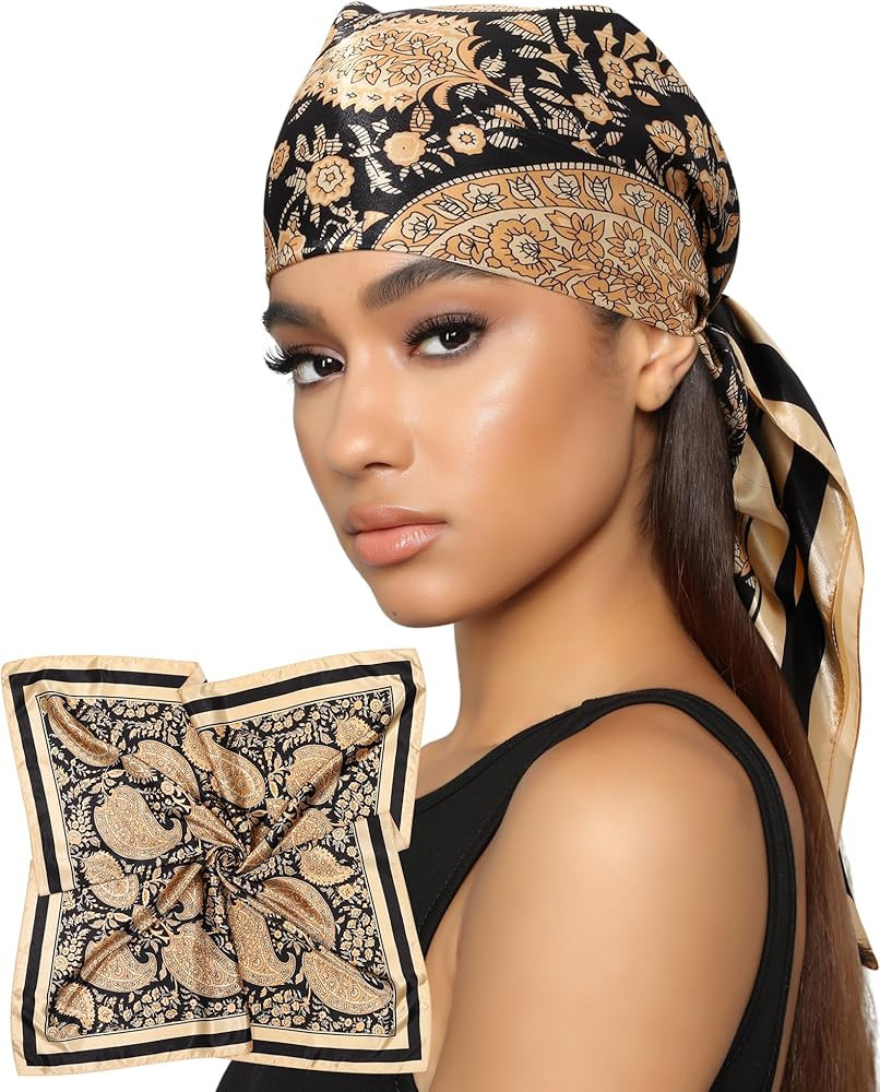 AWAYTR 35” Satin Head Scarf for Women Like Silk Scarf for Hair Scarf Satin Hair Bandana Women H... | Amazon (US)