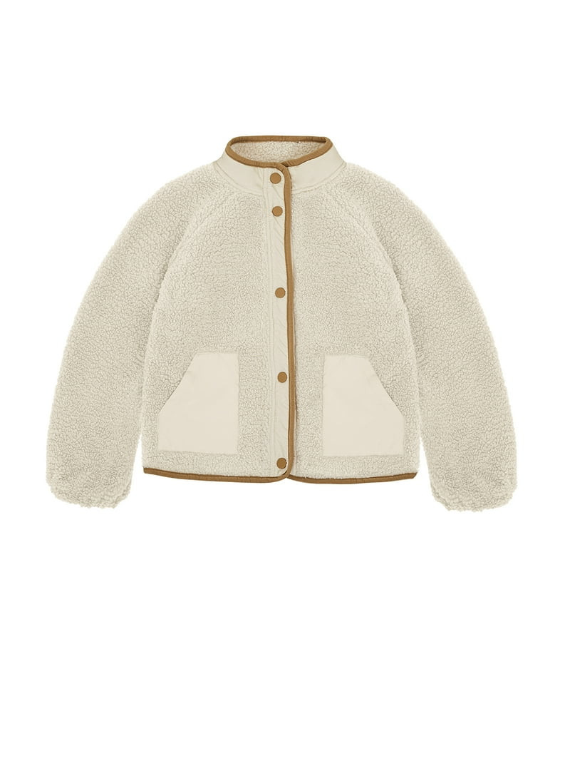 Wonder Nation Big Girls Boucle Mixed Media Jacket, Sizes 4-18 | Walmart (US)