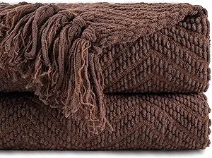 BATTILO HOME Dark Brown Throw Blanket for Couch, Knitted Brown Throw 50'' x 60'', Super Soft Cozy... | Amazon (US)