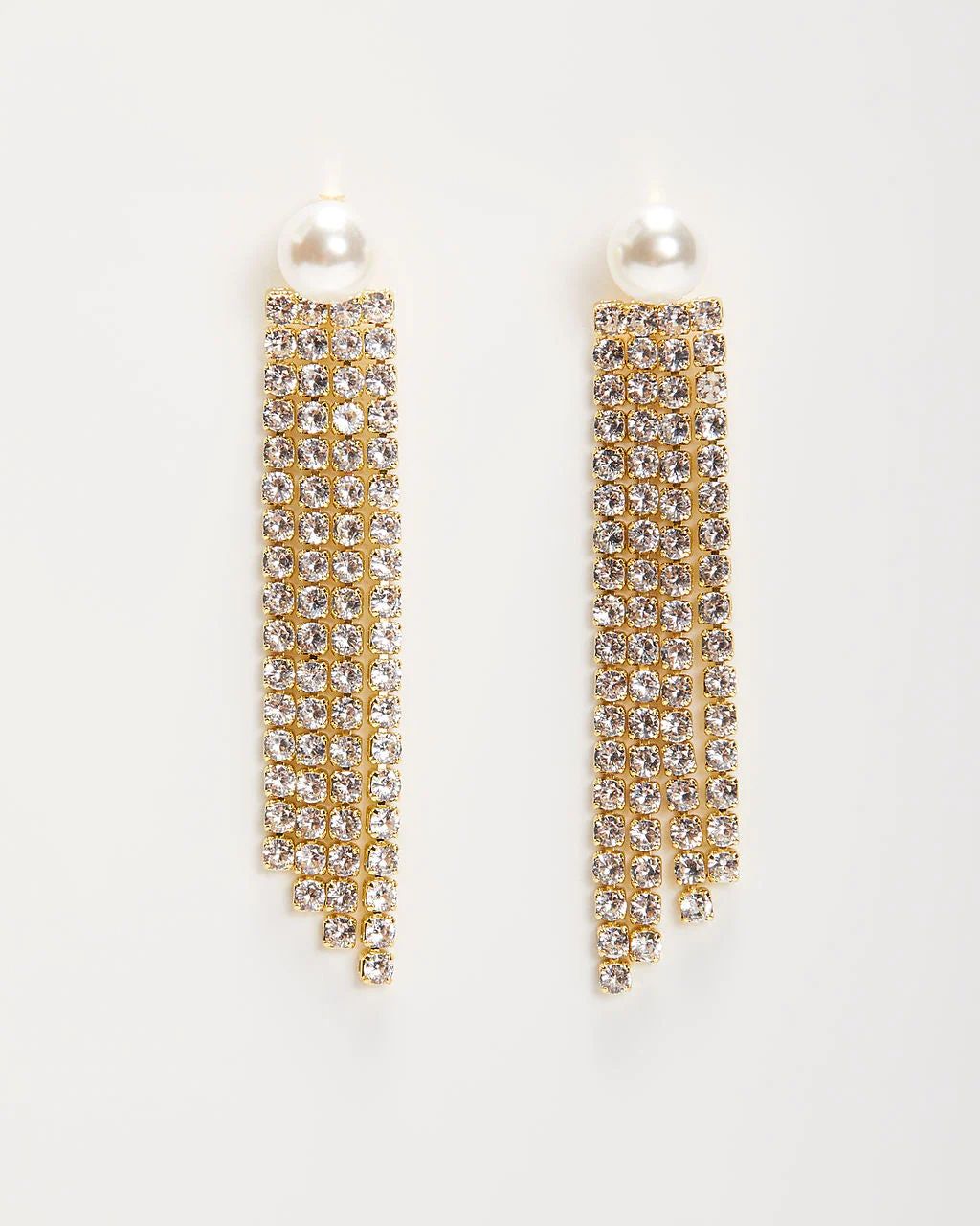 Pearl Party Rhinestone Drop Tassel Earrings | VICI Collection