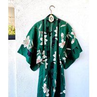 Vintage Japanese Kimono Cardigan Duster Asian Floral Robe | Etsy (US)