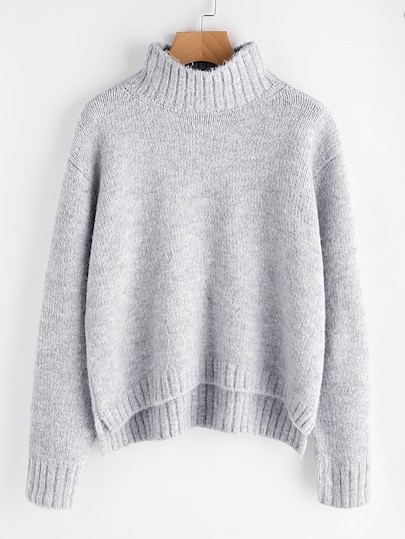 SHEIN Marled Knit Stepped Hem Sweater | SHEIN
