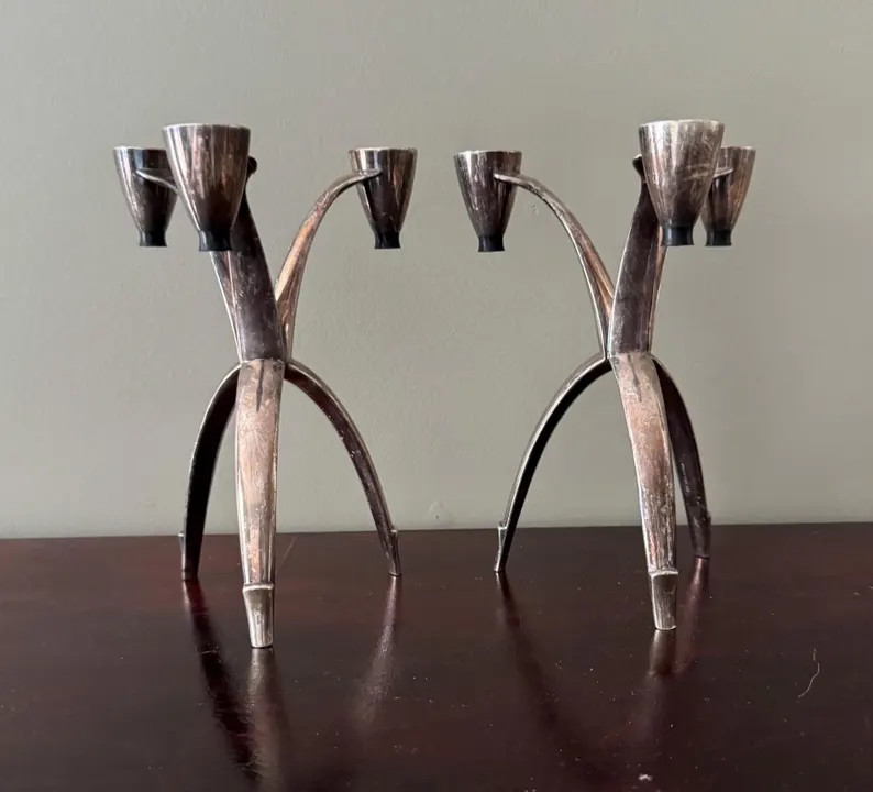 Vintage Pair Oneida Heirloom Wm. A. Rogers Silver Plated Candle Holders | Etsy (US)