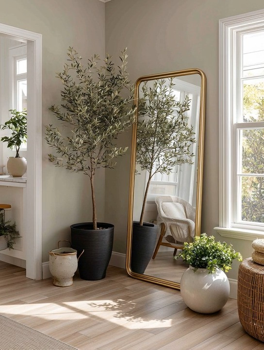 Be intentional about what your mirror reflects.

An antique gold floor mirror is beautiful on its own, but we especially love pairing mirrors with greenery. In feng shui, mirrors are traditionally used with intention because they visually reflect and amplify what surrounds them. So why not give yours something beautiful to reflect?

An olive tree, abundant greenery, natural light — elements that make a home feel alive, grounded and calm.

The antique gold frame brings the history and timeless elegance; the greenery keeps the combination fresh and modern. And because a large mirror doubles the visual presence of the tree, you can create tremendous impact with very few pieces.

This is our kind of decorating: oversized, intentional and beautifully low maintenance.

Explore our curated antique gold mirrors, olive trees and planters to create the look.

#goldmirror #olivetree #fengshuihome #interiordesign 

 #LTKHome