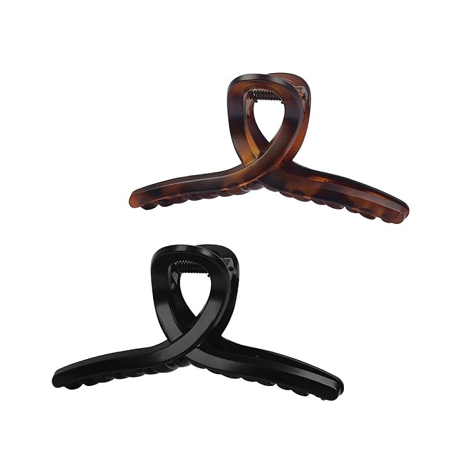 4.3” Loop Claw Clips – 2-Pack Matte Black & Tortoise Hair Clips for Women, Patented Butterfly... | Amazon (US)