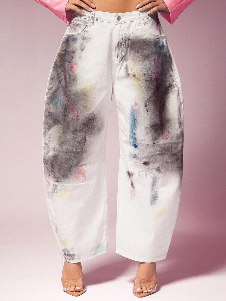 Denimoi Fashionable Loose Casual Versatile Barrel Leg Jeans | SHEIN