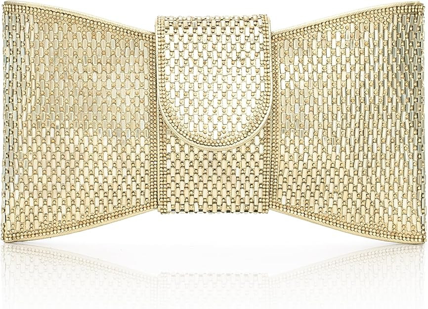 CARIEDO Pearl Rhinestone Bow Flip Clutch for Women - Wedding Prom Cocktail | Amazon (US)