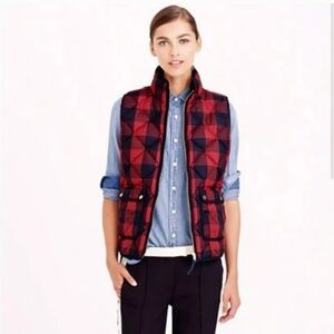 J. Crew Excursion Buffalo Check Plaid Quilted Down Puff Vest Size Large | Poshmark