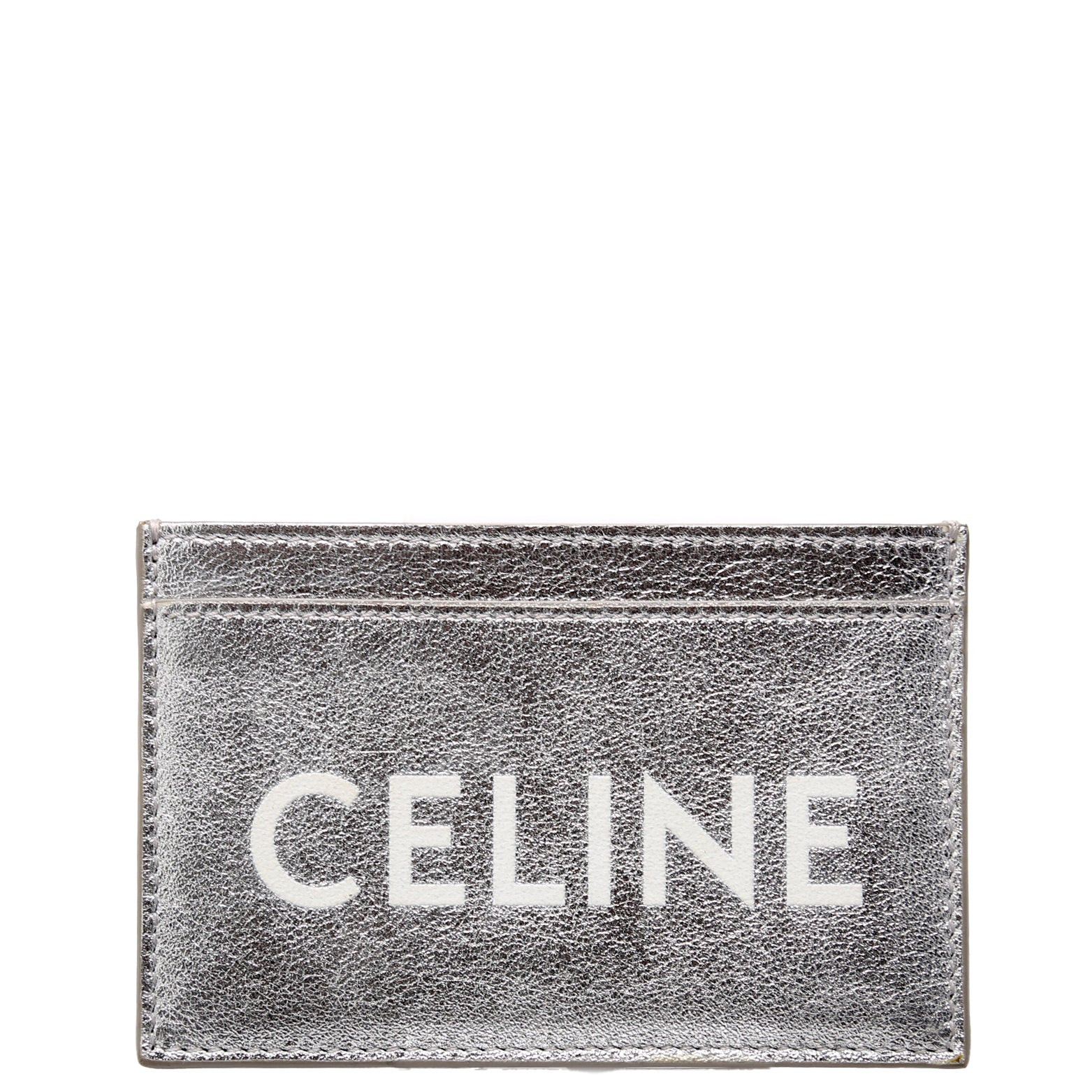 Logo Leather Card Holder Silver | Keeks Designer Handbags
