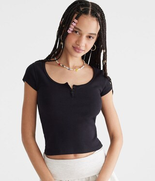 Seriously Soft Henley Tiny Top | Aeropostale