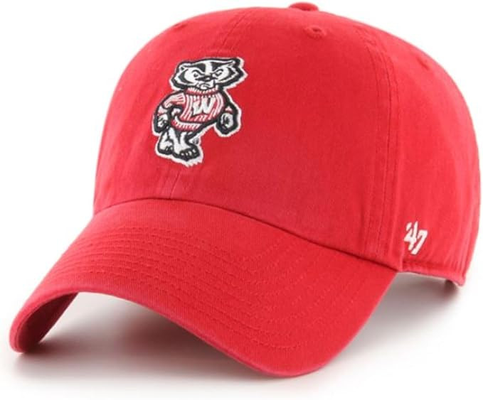 47 NCAA Wisconsin Badgers Adjustable Hat - Red, Red, One Size | Amazon (US)