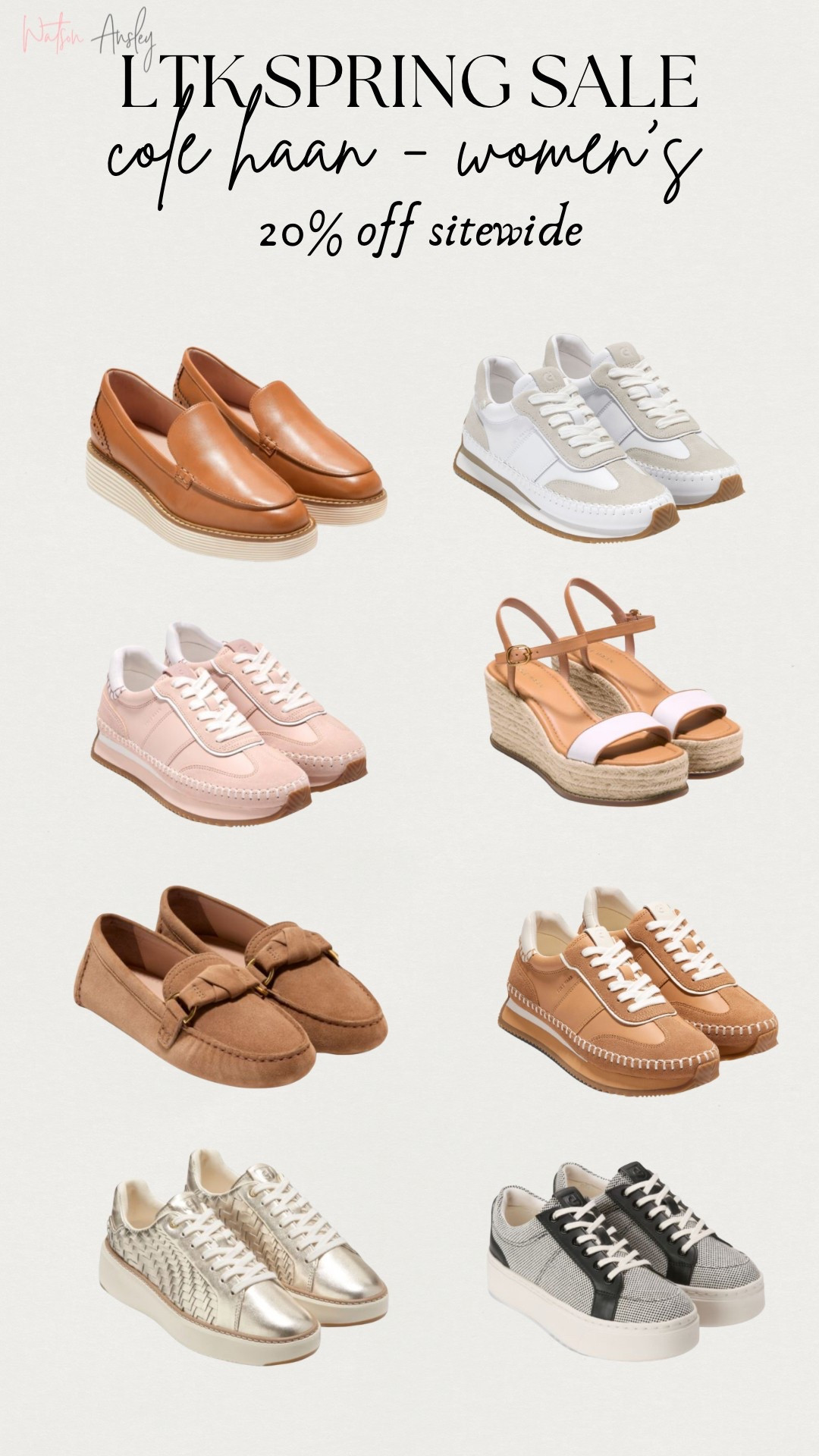 Shop 20% off sitewide Cole Haan shoes below during the LTK Spring Sale!

Click below to shop and copy the promo code to paste at checkout for the discount! 

Shoes | dress shoes | casual | heels | sneakers | espadrilles | loafers | tennis shoes | brown | tan | pink | slip on | laces | straps | sandals 


#LTKShoeCrush #LTKSpringSale #LTKSaleAlert
