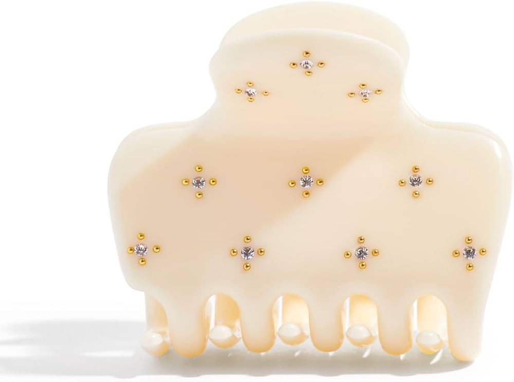 Kitsch Recycled Plastic Rhinestone Medium Puffy Claw Clip | Ideal Gifts for Women, 1pc- Ivory | Amazon (US)