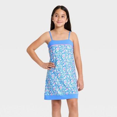 Girls' Printed Athletic Dress - All In Motion™ Vibrant Blue S | Target