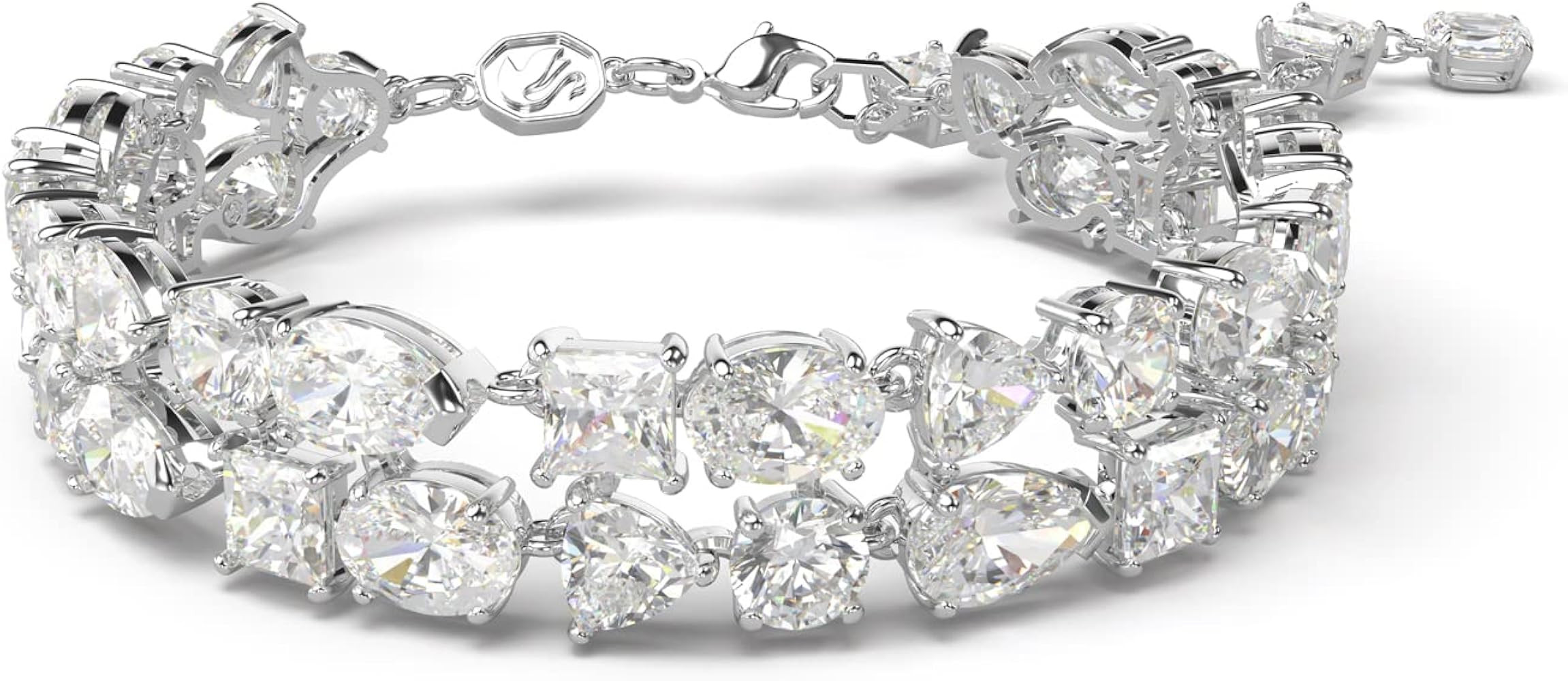 Swarovski Mesmera Bracelet, Clear Mixed-Cut Stones in a Double Row with a Rhodium Finished Settin... | Amazon (CA)
