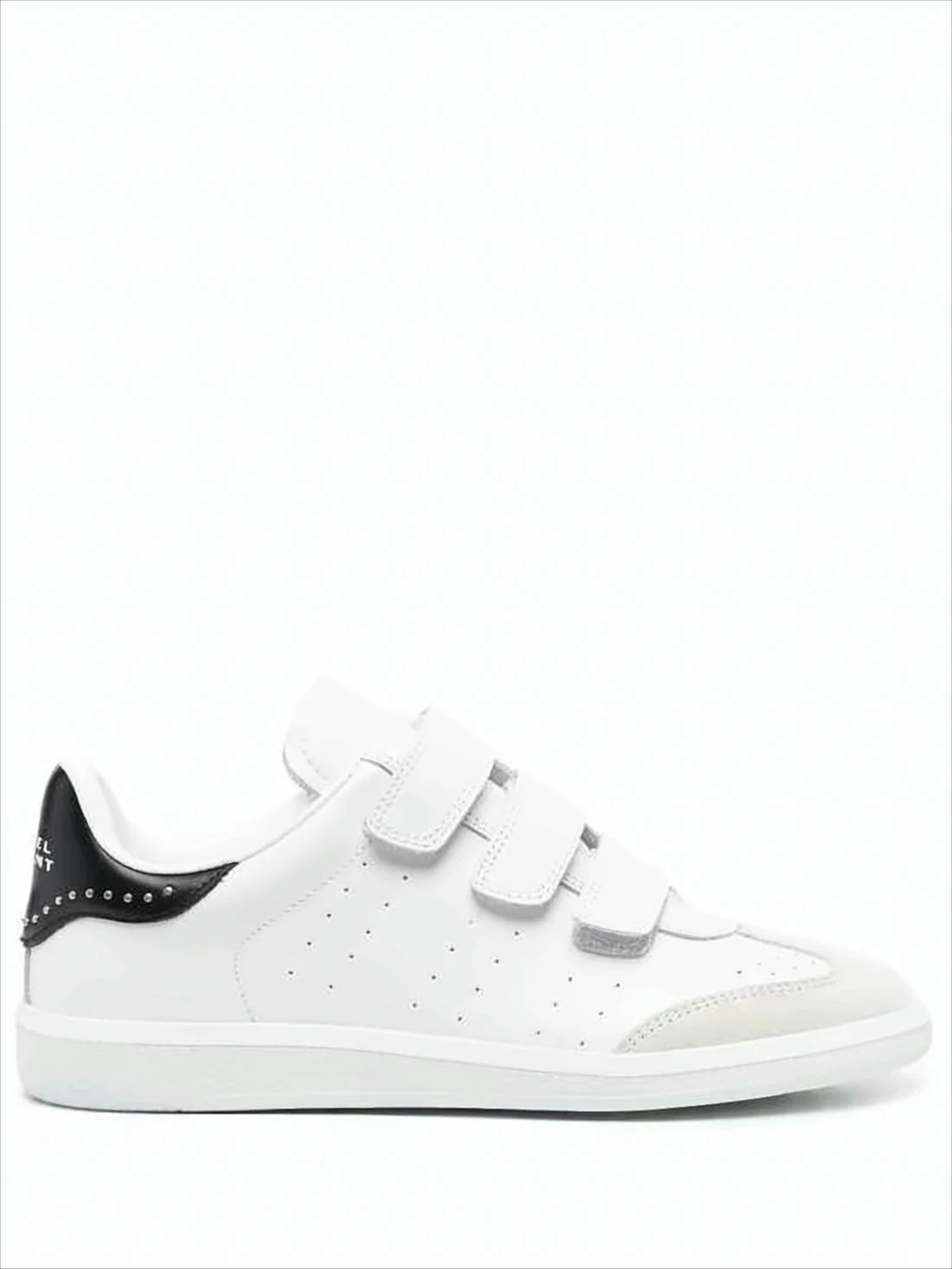 Perforated White Leather Sneakers with Velcro Straps | Shop Simon