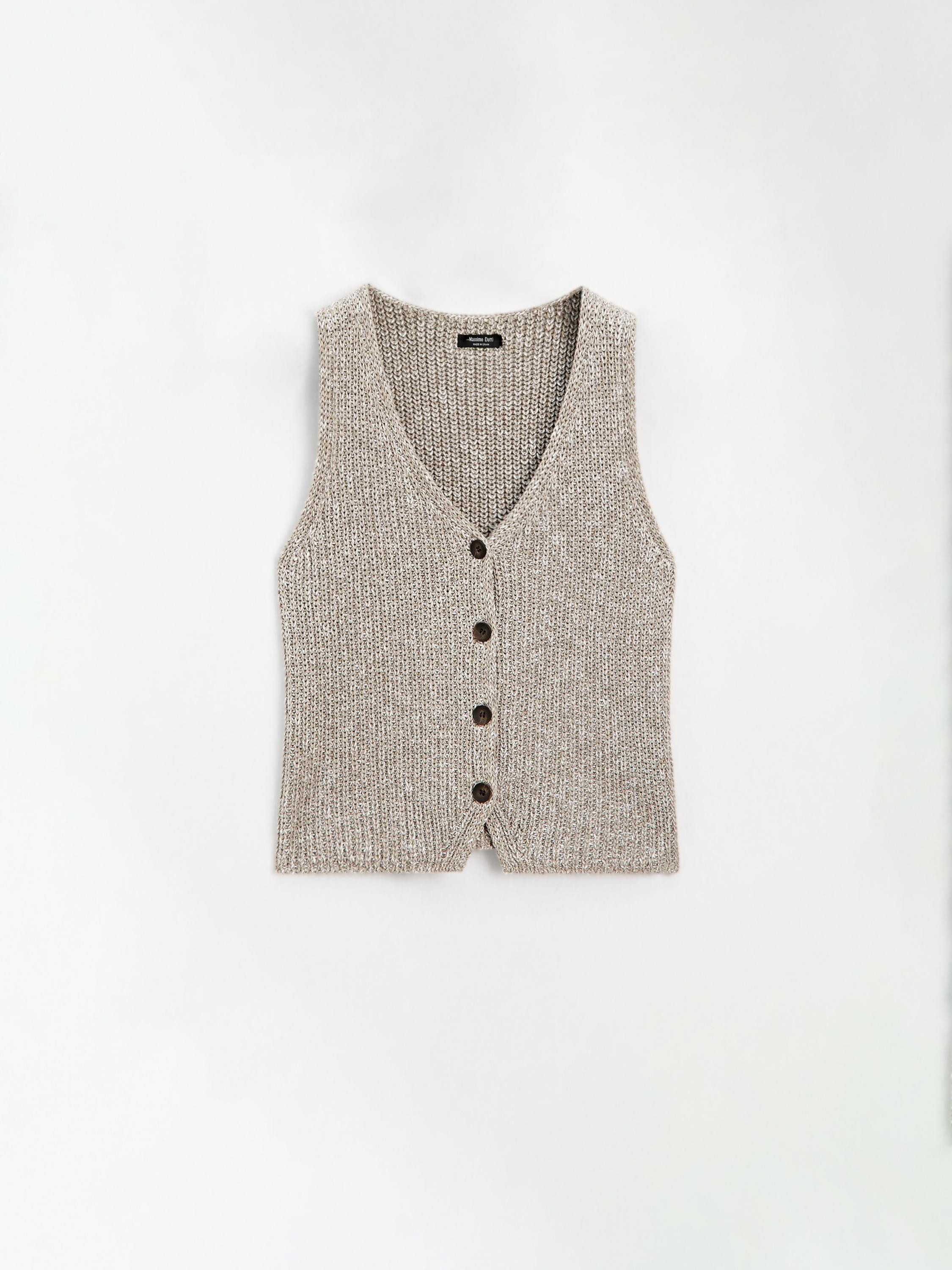 Cotton blend short knit vest | Massimo Dutti US