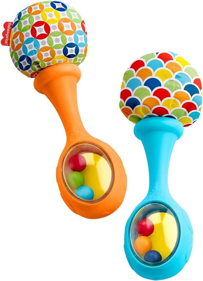 Fisher-Price Newborn Toys Rattle 'n Rock Maracas, Set of 2 Soft Musical Instruments for Babies 3+... | Amazon (US)