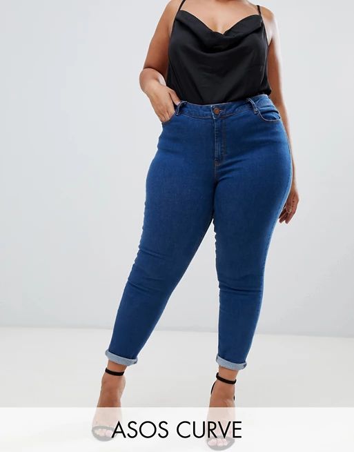 ASOS DESIGN Curve Ridley high waist skinny jeans in flat blue wash | ASOS US