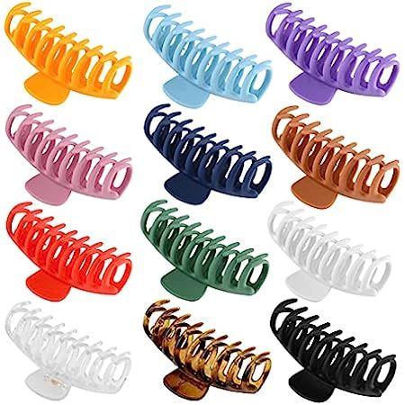 CRTWDMAN 12pcs Big Hair Claw Clips, 4.3'' Nonslip Matte Large Hair Jaw Clips for Women and Girls, St | Amazon (US)