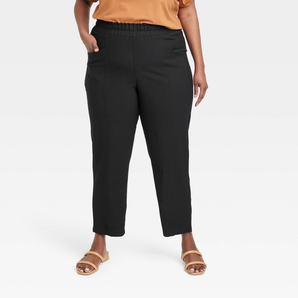 Women's High-Rise Tapered Ankle Pull-On Pants - A New Day Black 4X | Target