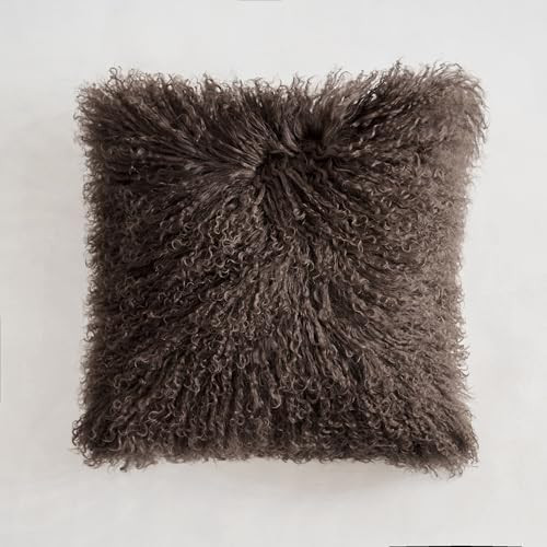 Genuine Mongolian Lamb Fur Pillow Cover – Soft Curly Sheepskin Cushion Case – Decorative Thro... | Amazon (US)
