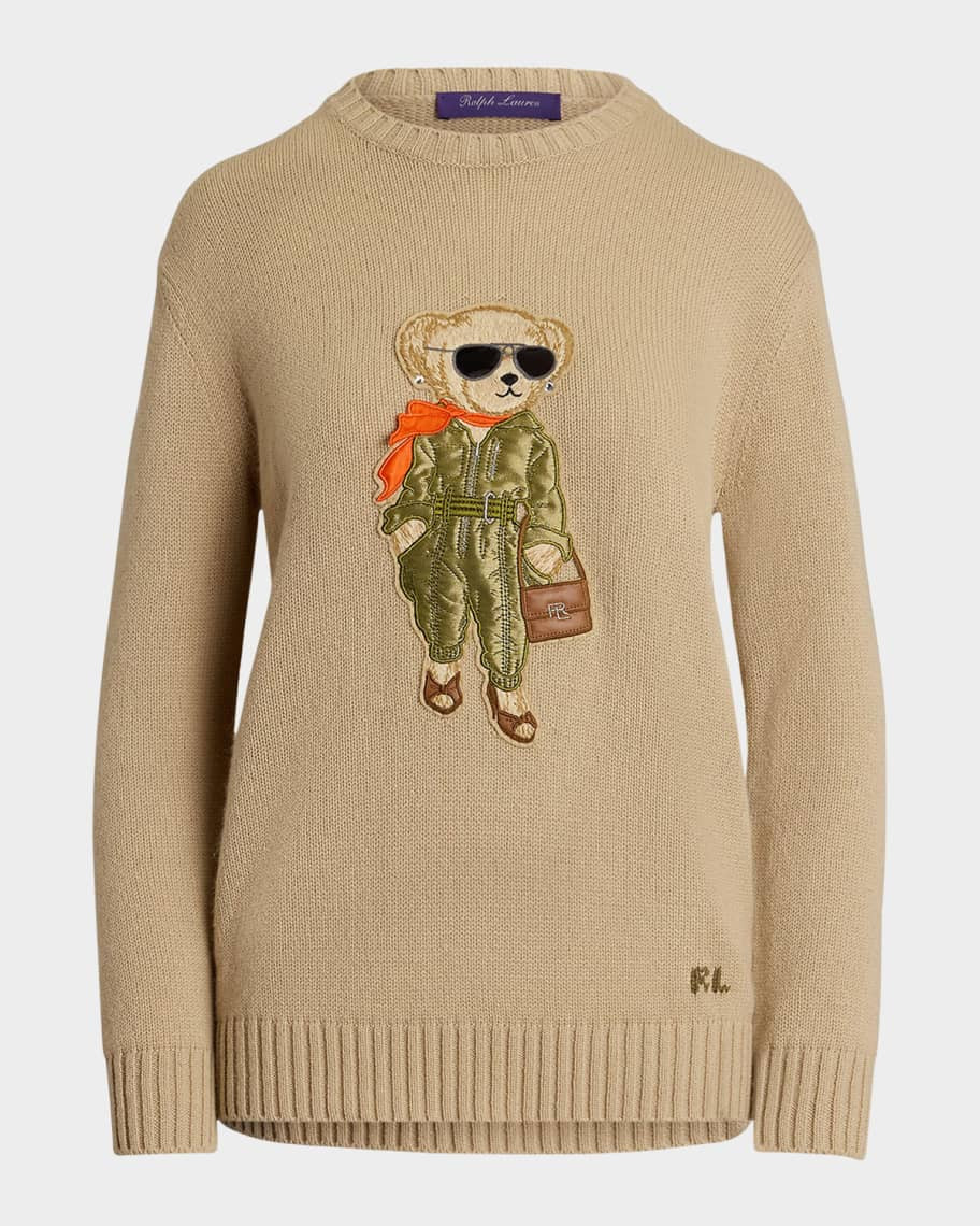 Ralph Lauren Collection Aviator Polo Bear Cashmere Sweater | Neiman Marcus
