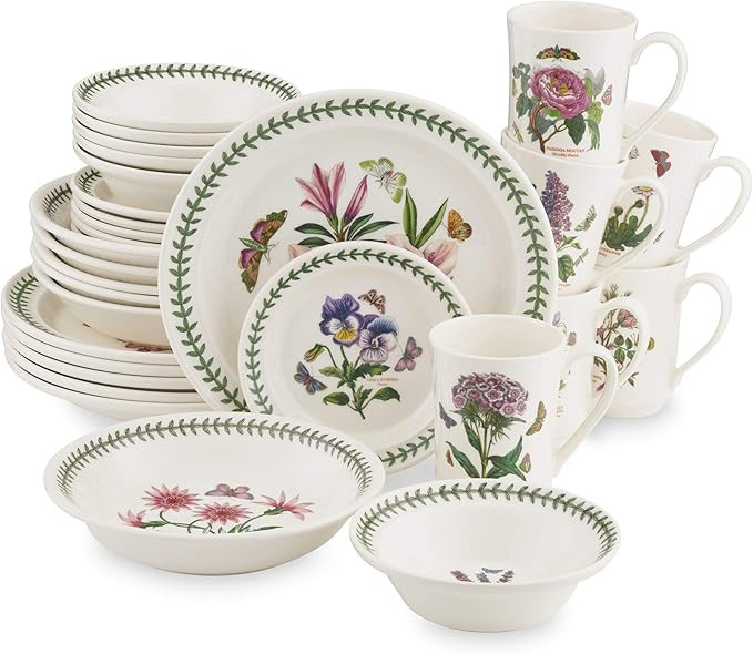 Portmeirion Botanic Garden 30-Piece Dinnerware Set - Nature-Inspired Floral Motifs - Dishwasher, ... | Amazon (US)