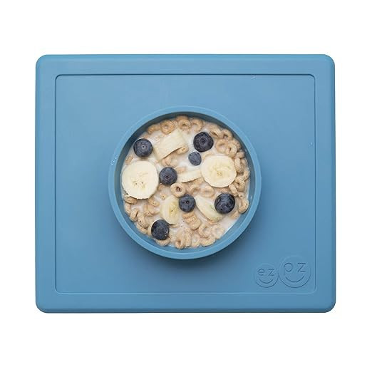 ezpz Happy Bowl (Blue) - 100% Silicone Suction Bowl with Built-in Placemat for Toddlers + Prescho... | Amazon (US)