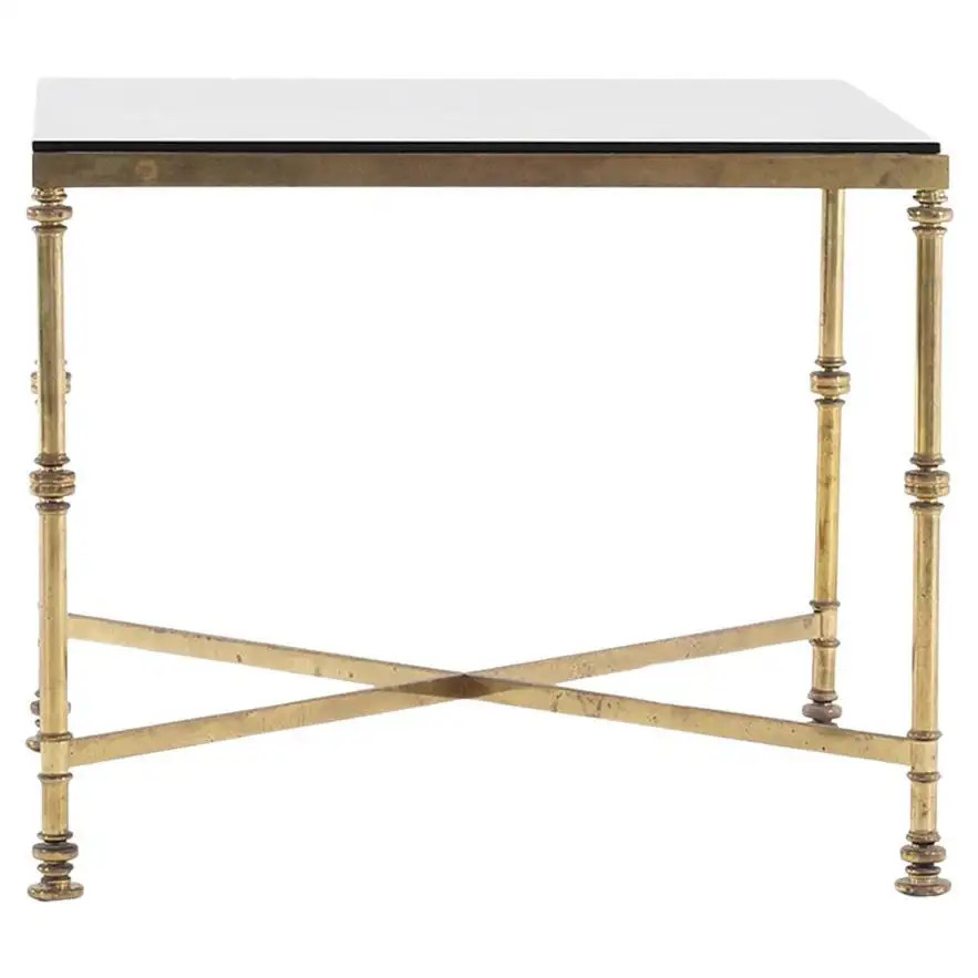 20th Century French Vintage Brass Side, Sofa Table in the Style of Maison Jansen | 1stDibs