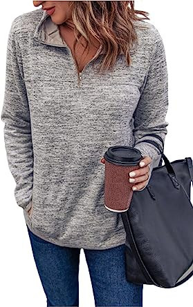 AlvaQ Women Sweatshirt Casual Long Sleeve Quarter Zip Color Block Pullover Tunic Tops With Pocket... | Amazon (US)